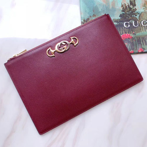 구찌 주미 스트로베리 프린트 클러치 570728 버건디