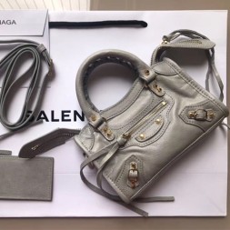 발렌시아가 클래식 골드 나노 시티 핸드백 505555 그레이