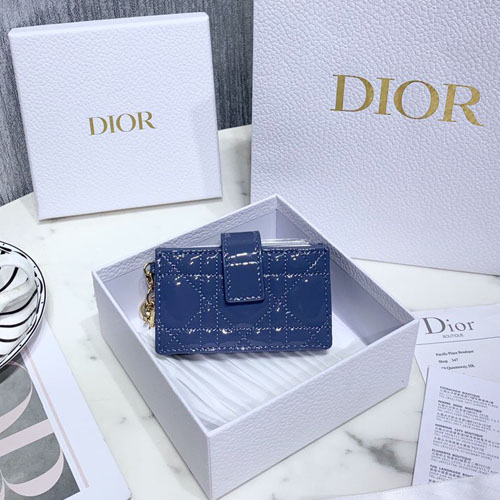 디올 에나멜 LADY DIOR 카드 지갑 S0074 블루