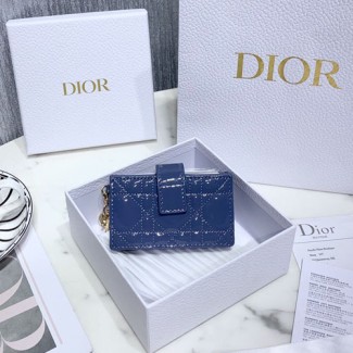 디올 에나멜 LADY DIOR 카드 지갑 S0074 블루
