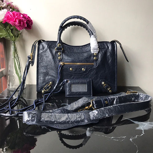 발렌시아가 클래식 미듐 시티백 432831 네이비 금장