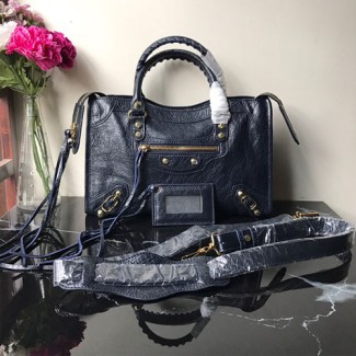 발렌시아가 클래식 미듐 시티백 432831 네이비 금장