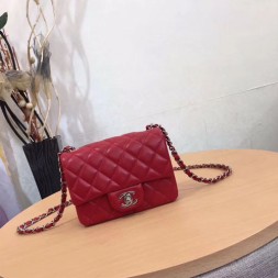 샤넬 미니 체인 크로스백 A1115 램스킨 레드