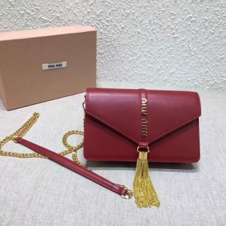 미우미우 가죽 숄더백 5BP004 레드