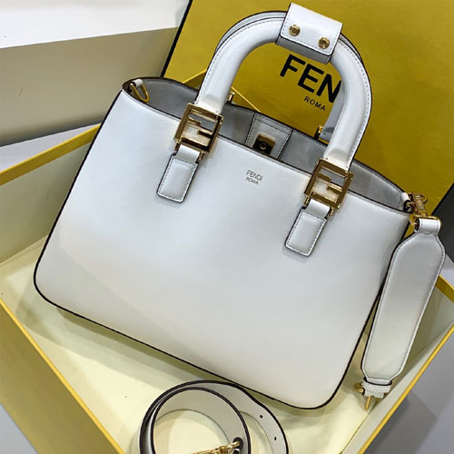 펜디 FF 스몰 토트백 8BH367 화이트