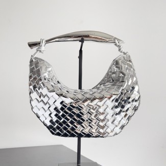 보테가 사르딘 탑 핸들 백 716082 실버