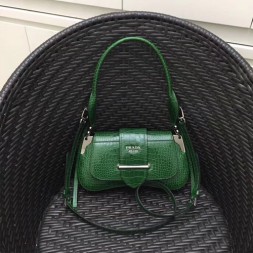 프라다 시도니 가죽 숄더백 1BD168 악어무늬 그린