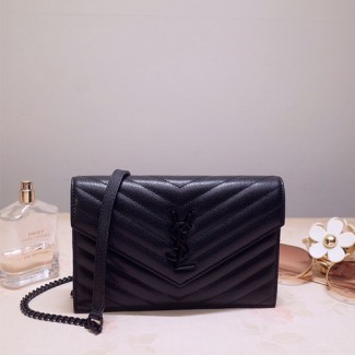 입생로랑 모노그램 엔벨로프 체인 숄더백 393953 블랙 메탈