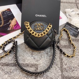 샤넬 19 체인 클러치 동그리 탬버린 미니 백 AP0945