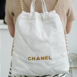 [팬더샵} 샤넬 22 퀼팅 탑핸들 체인 백팩 스몰 AS3859 화이트