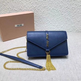 미우미우 가죽 숄더백 5BP004 네이비