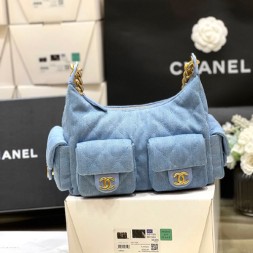 샤넬 맥시 호보백 미듐 데님 AS5339