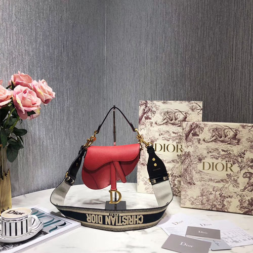 디올 송아지 가죽 미니 SADDLE 백 M0447 레드