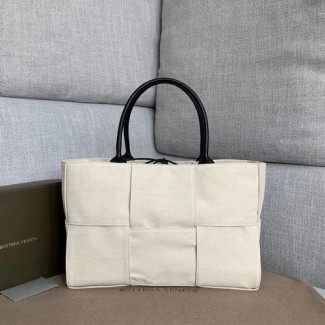 보테가 미디엄 아르코 토트 백 609175 캔버스 화이트