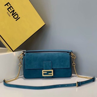 펜디 미듐 스웨이드 바게트백 8BR600 청록색