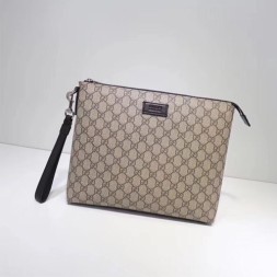 구찌 슈프림 레더 클러치백 523293 브라운