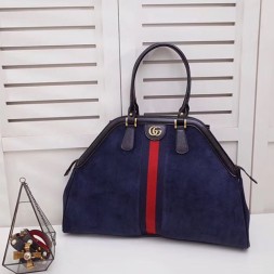 구찌 스웨이드 르벨 라지 탑 핸들 토트백 515937 네이비