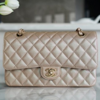  샤넬 점보백 미듐 A1112 캐비어 샴페인