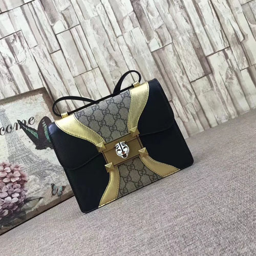 구찌 GG 수프림 숄더백 497995 블랙&골드