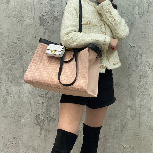 펜디 피카부 X-캔버스 토트백 6F1892 핑크