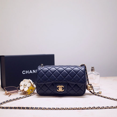 샤넬 램스킨 플랩백 스몰 AS1787 네이비