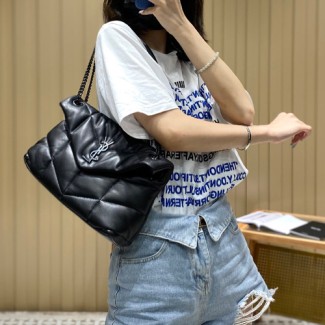 생로랑 루루 푸퍼 스몰 숄더백 577476 블랙 메탈