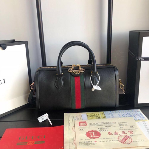 구찌 오피디아 GG 미디엄 탑 핸들 백 524532 블랙
