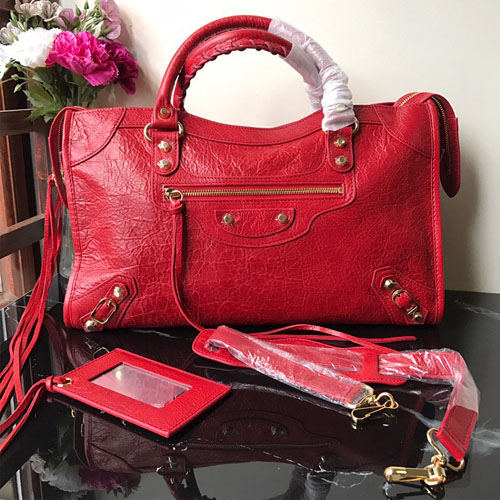 발렌시아가 클래식 라지 시티백 432832 금장 레드