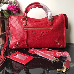 발렌시아가 클래식 라지 시티백 432832 금장 레드