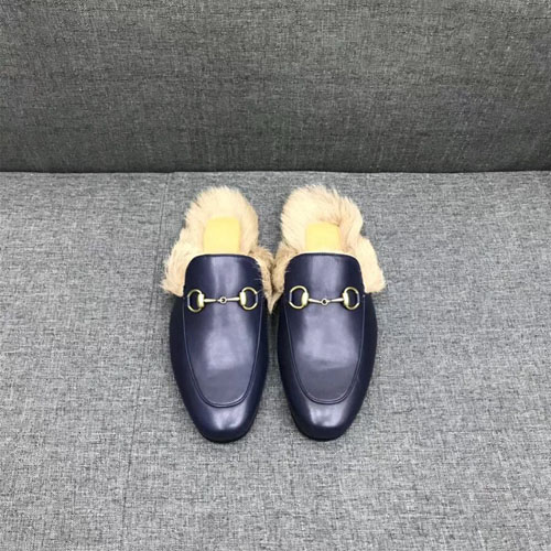 구찌 남성용 프린스타운 가죽 슬리퍼 397647 네이비