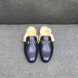구찌 남성용 프린스타운 가죽 슬리퍼 397647 네이비