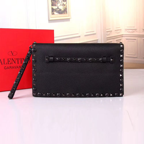 발렌티노 락스터드 미듐 클러치백 PW0B0399 블랙 메탈릭