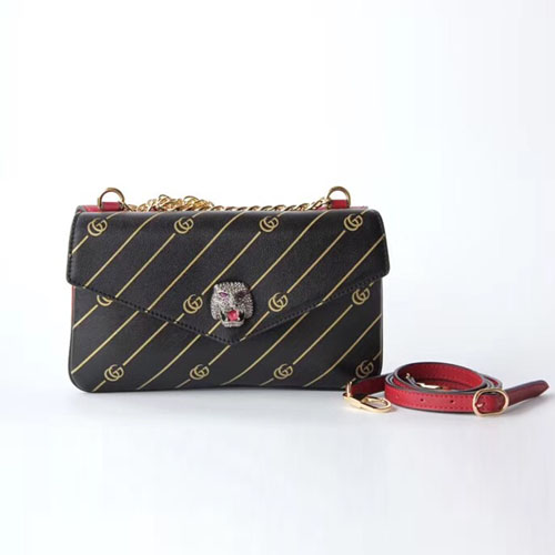 구찌 띠아라 미디엄 더블 숄더백 524822 블랙&레드