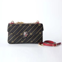 구찌 띠아라 미디엄 더블 숄더백 524822 블랙&레드