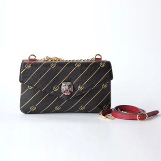 구찌 띠아라 미디엄 더블 숄더백 524822 블랙&레드