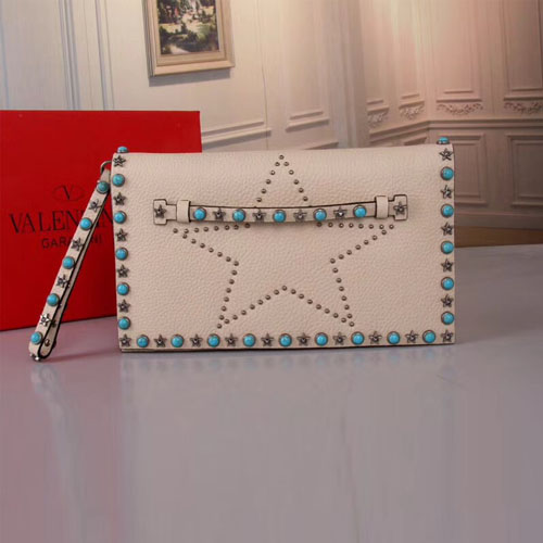발렌티노 락스터드 미듐 클러치백 PW0B0399 화이트