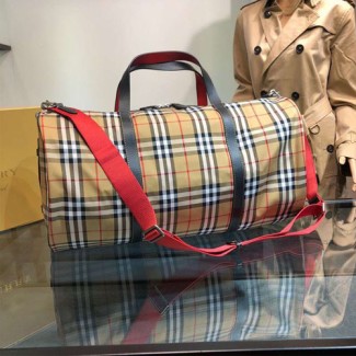 버버리 라지 빈티지 체크 가죽 배럴 백 40742791