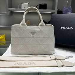 프라다 카나파 캔버스 토트백 1BG439 화이트