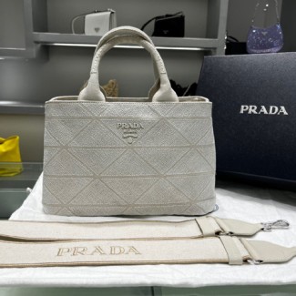 프라다 카나파 캔버스 토트백 1BG439 화이트