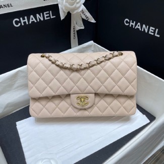 샤넬 클래식 미듐 점보백 A1112 이리테센트 캐비어 연핑크 ++