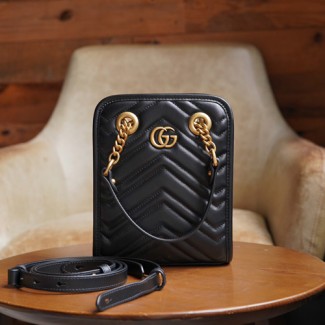 구찌 GG 마몬트 마틀라세 미니백 696123 블랙