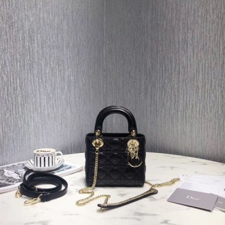 디올 레이디백 미니 M0505 블랙 금장