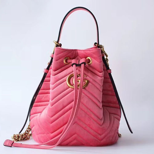 구찌 마몬트 벨벳 버킷백 525081 핑크