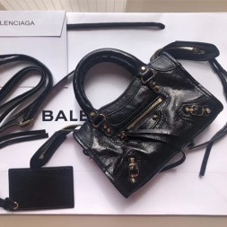 발렌시아가 클래식 골드 나노 시티 핸드백 505555 블랙