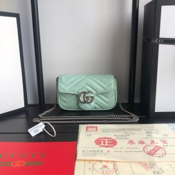 구찌 GG마몽 마틀라세 가죽 수퍼 미니 백 476433 그린