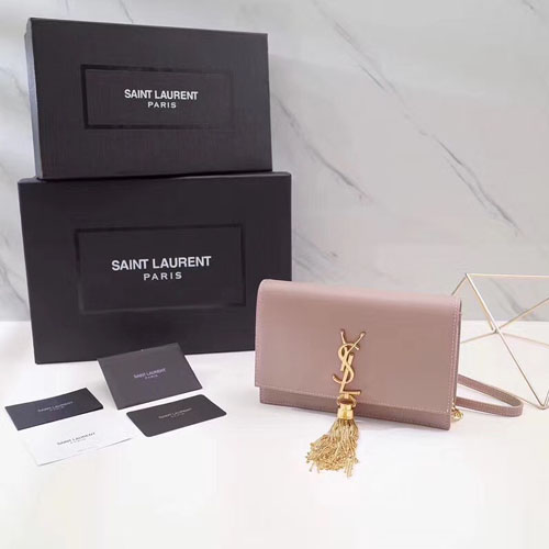 입생로랑 신상 테슬 체인 크로스백 452159 핑크