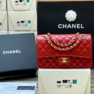 샤넬 클래식 미듐 점보백 A1112 램스킨 레드 ++