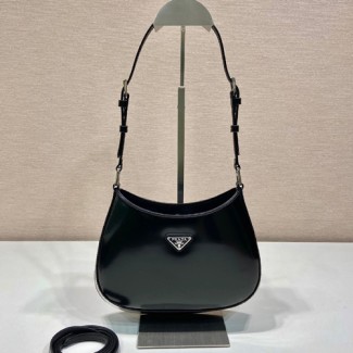 프라다 클레오 브러시드 숄더백 1BC169 블랙