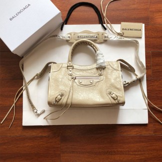 발렌시아가 클래식 미듐 로고 스트랩 시티백 300297 베이지