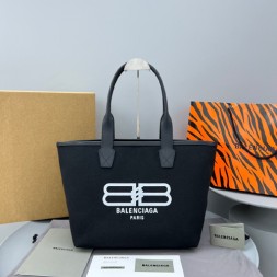 발렌시아가 BB 로고 토트백 92934 캔버스 블랙